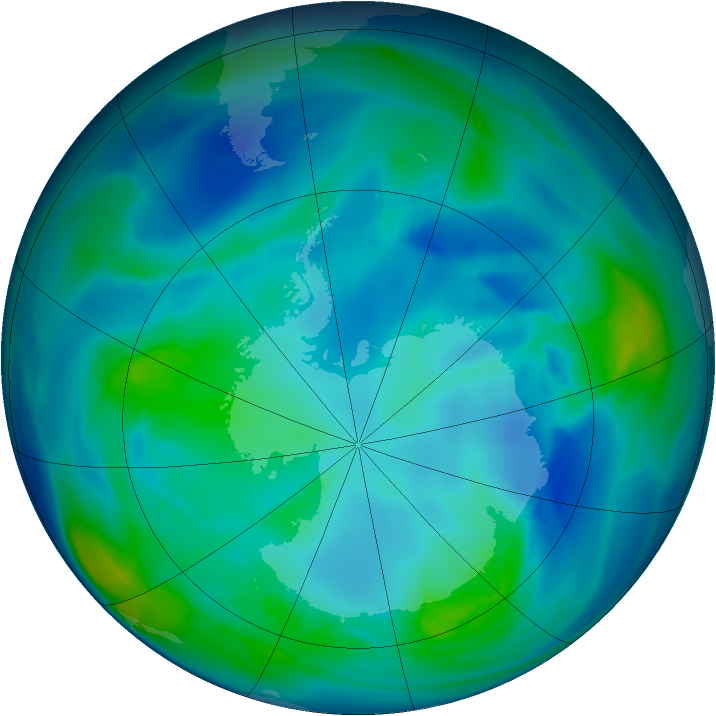 Antarctic ozone map for 25 April 2005